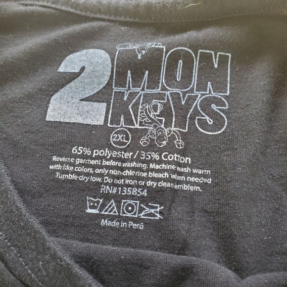 2 Monkeys Graphic T Shirt Size 2XL XXL Black Red White Be Humble Good Vibes Only - Picture 7 of 7